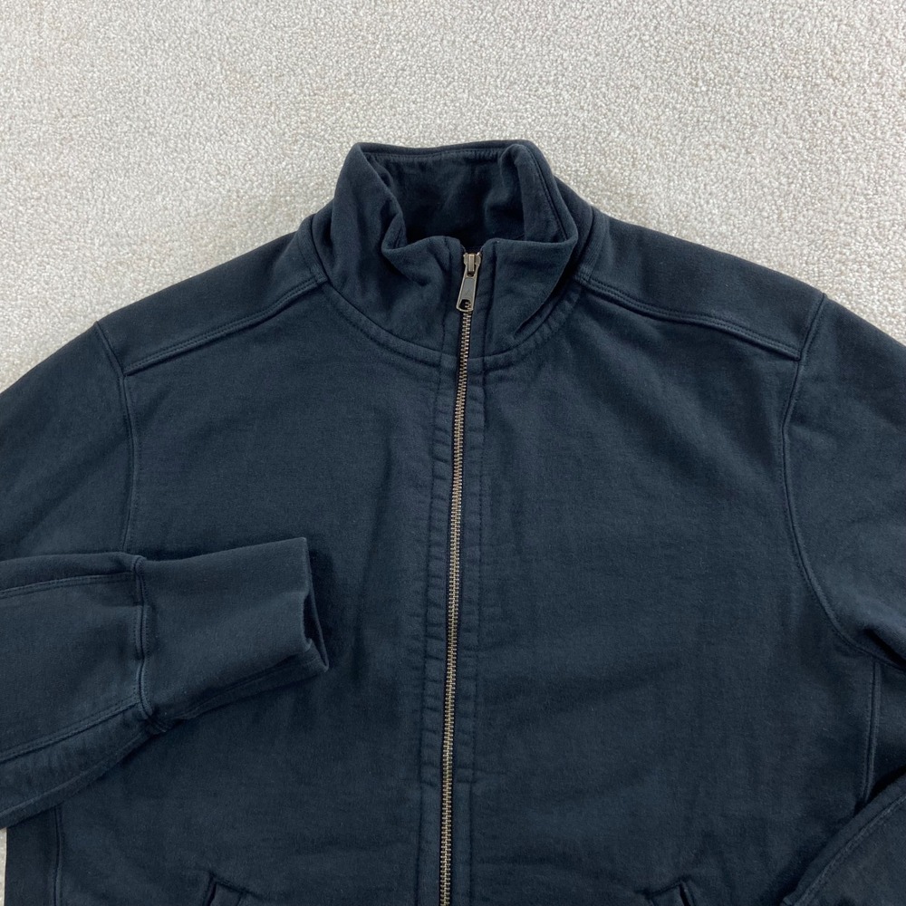 American Giant Full Zip Sweatshirt Mens Medium Black Mock Neck Elbow Patch USA